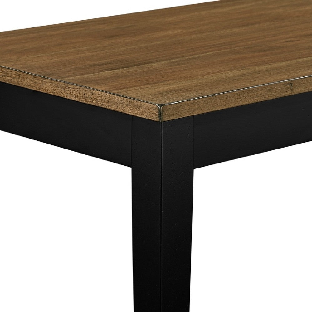 Benjara Teny Dining Bench, 48 Inch Wide Brown Seat, Black Wood Frame