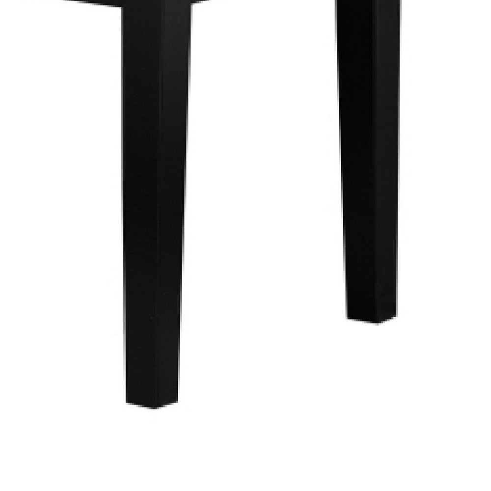 Benjara Teny Dining Bench, 48 Inch Wide Brown Seat, Black Wood Frame