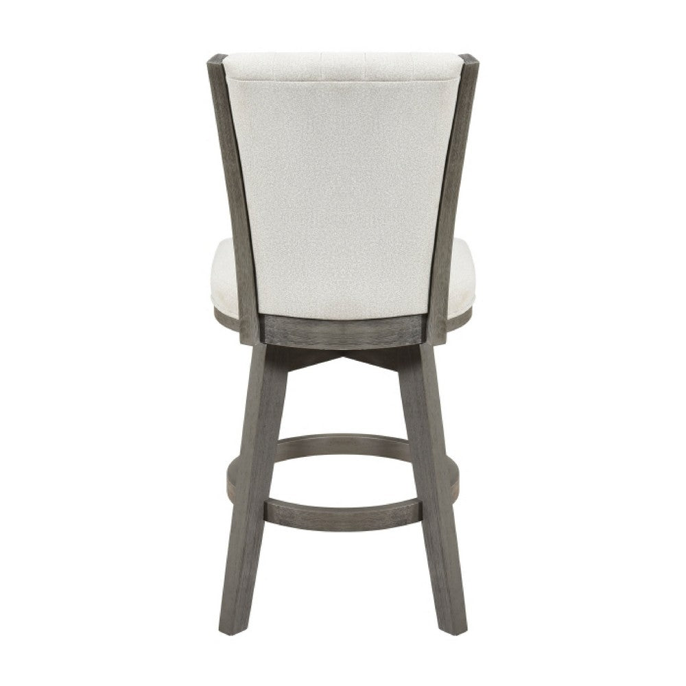 Benjara Core Swivel Counter Height Chair Set of 2, Gray Velvet Flared Back