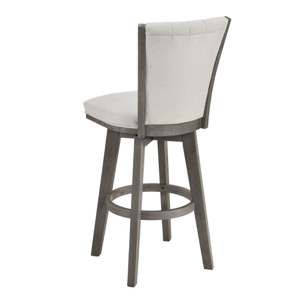 Benjara Core Swivel Pub Height Chair Bar Stool Set of 2, Gray Velvet Flared Back