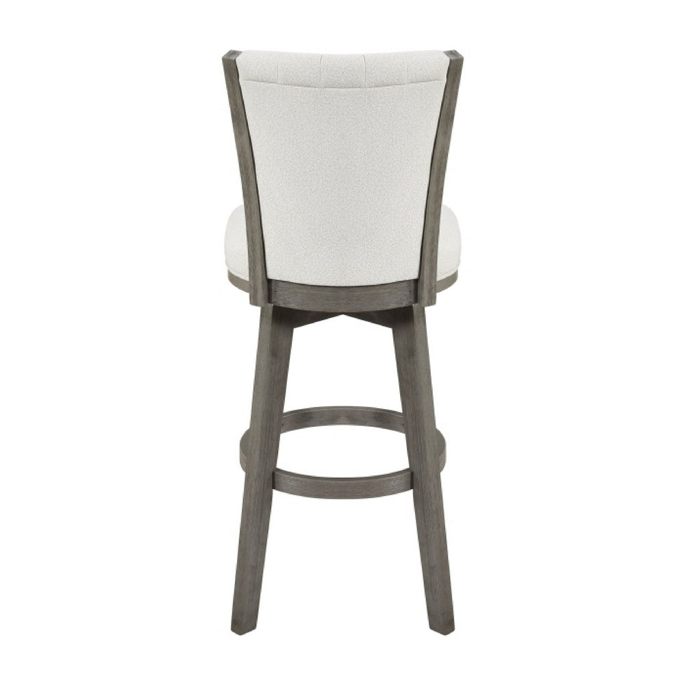 Benjara Core Swivel Pub Height Chair Bar Stool Set of 2, Gray Velvet Flared Back