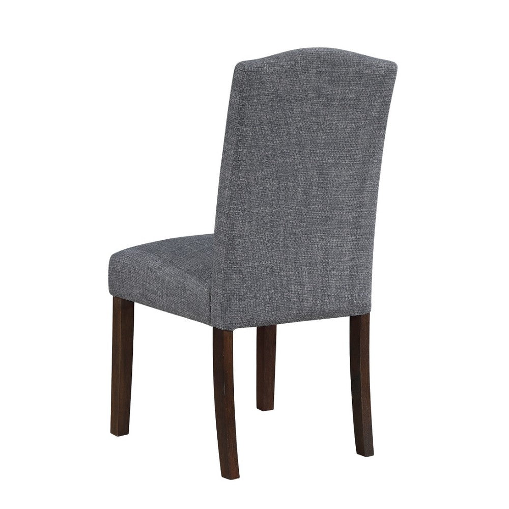 Benjara Keya Dining Side Chair Set of 2, Gray Polyester, Wire Brushed Brown