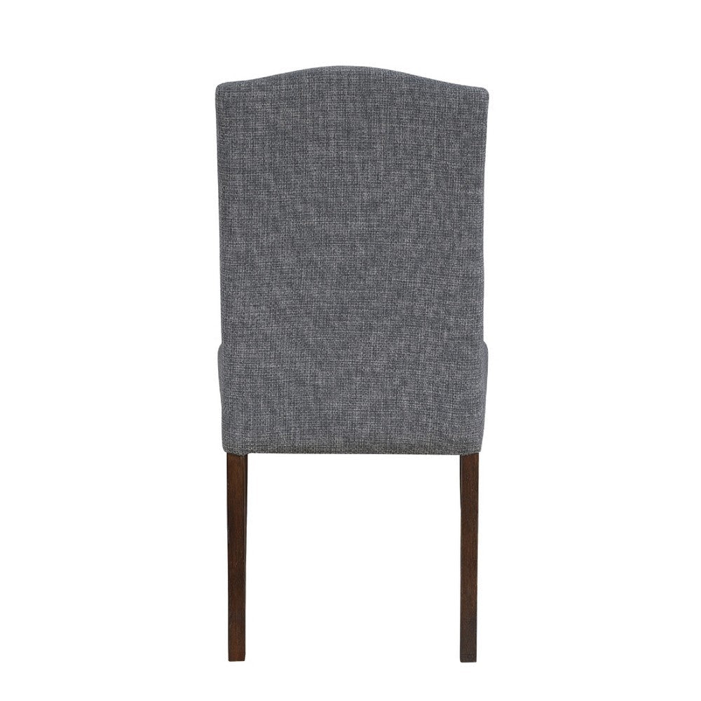 Benjara Keya Dining Side Chair Set of 2, Gray Polyester, Wire Brushed Brown