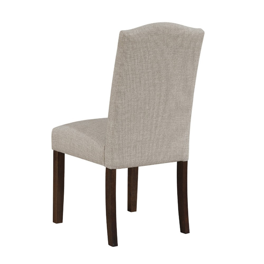 Benjara Keya Dining Side Chair Set of 2, Taupe Polyester, Wire Brushed Brown