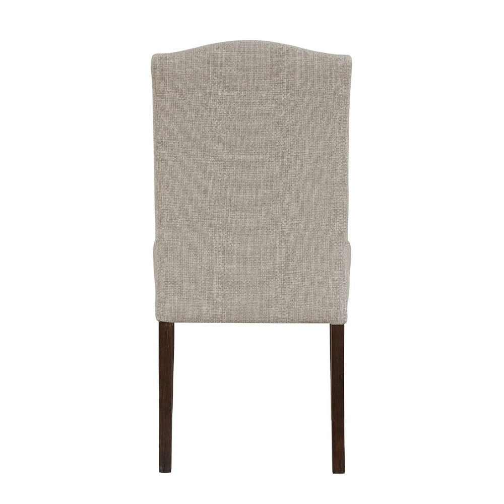 Benjara Keya Dining Side Chair Set of 2, Taupe Polyester, Wire Brushed Brown