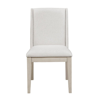 Benjara Tuma Wing Dining Side Chair Set of 2, Ivory Polyester, Antique White