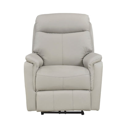 Benjara Lea Power Recliner Chair w USB, Foam Fill Light Gray Top Grain Leather