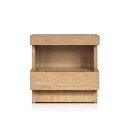Benjara Koa Nightstand, 1 Drawer And Fixed Shelf, Modern Oak Brown