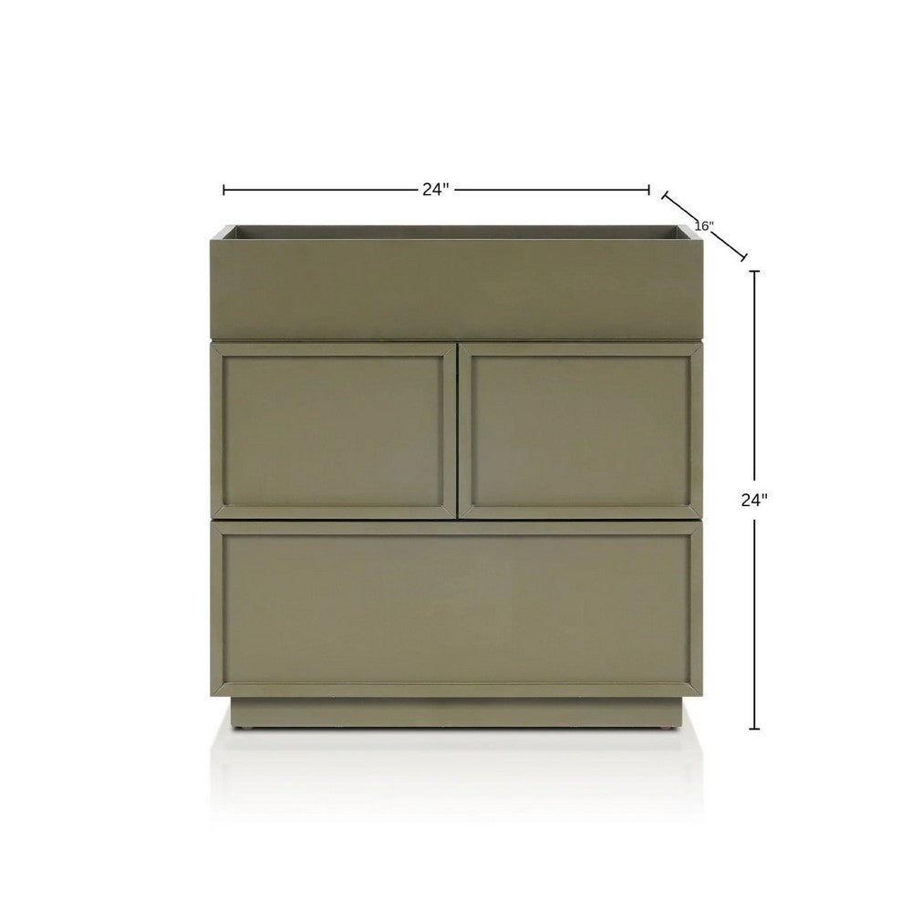 Benjara Sena Nightstand with Tray Top, 2 Soft Close Drawers, Olive Green