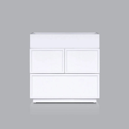 Benjara Sena Nightstand with Tray Top, 2 Soft Close Drawers, Glam White