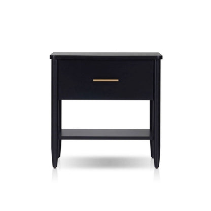 Benjara Lex Bedside Nightstand, 1 Drawer And Fixed Open Shelf, Black