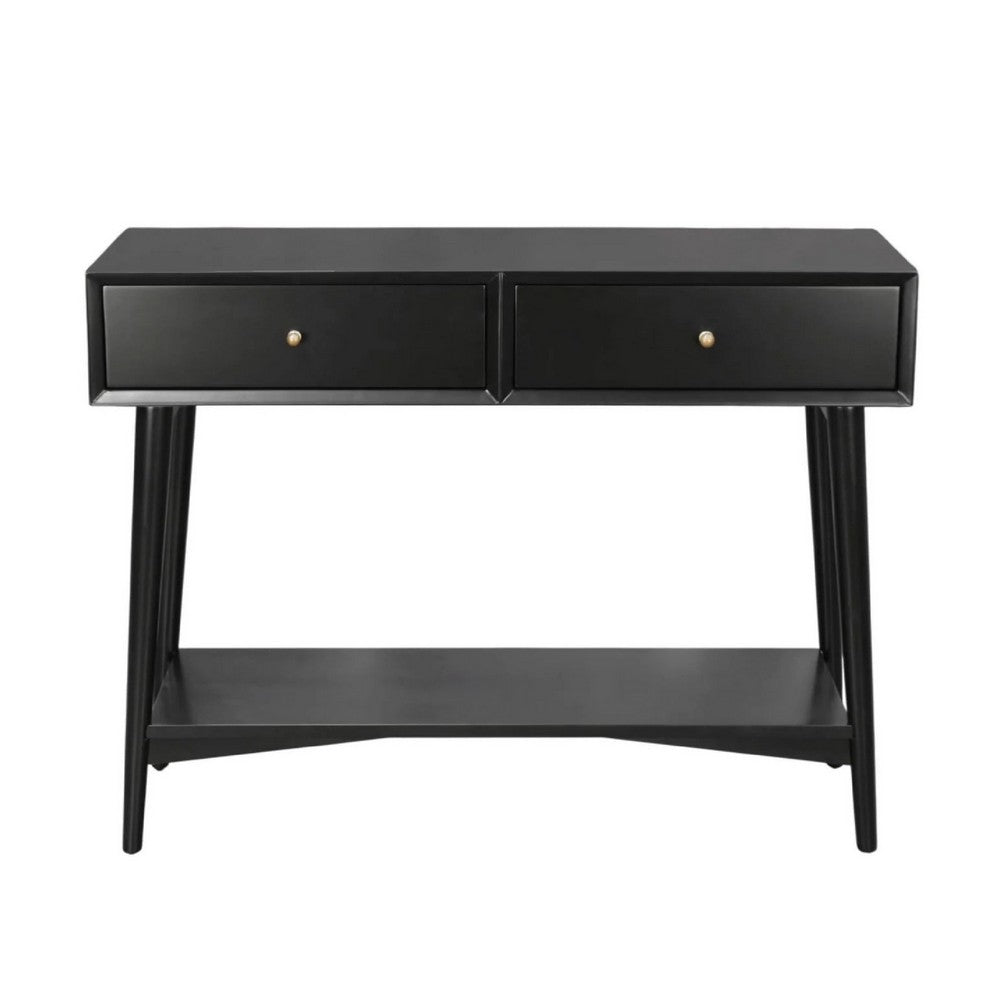 Benjara Ian Console Table, 2 Drawers w Shelf, Modern Black, 42 Inch Rectangular