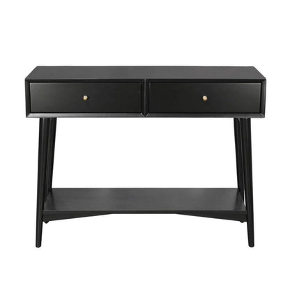 Benjara Ian Console Table, 2 Drawers w Shelf, Modern Black, 42 Inch Rectangular