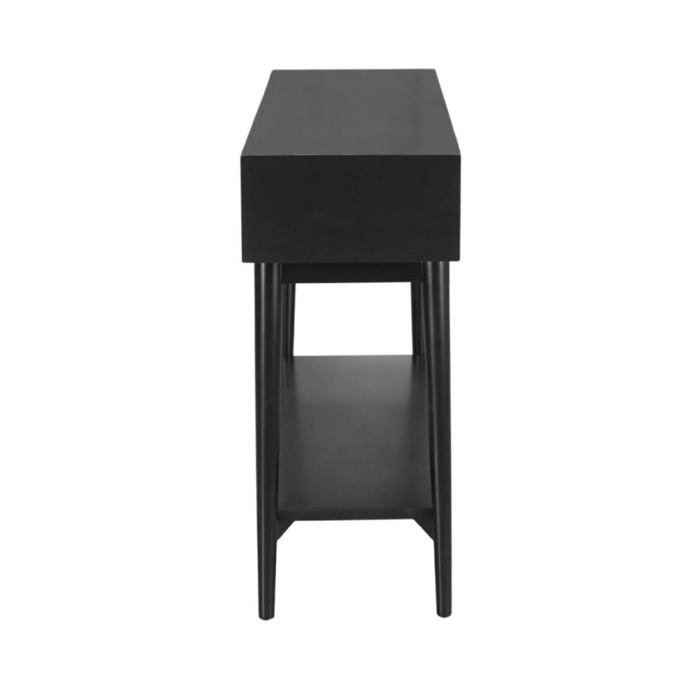 Benjara Ian Console Table, 2 Drawers w Shelf, Modern Black, 42 Inch Rectangular