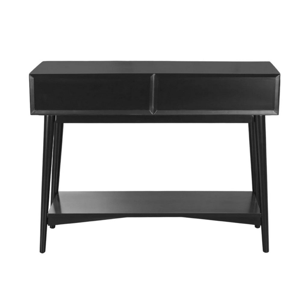 Benjara Ian Console Table, 2 Drawers w Shelf, Modern Black, 42 Inch Rectangular