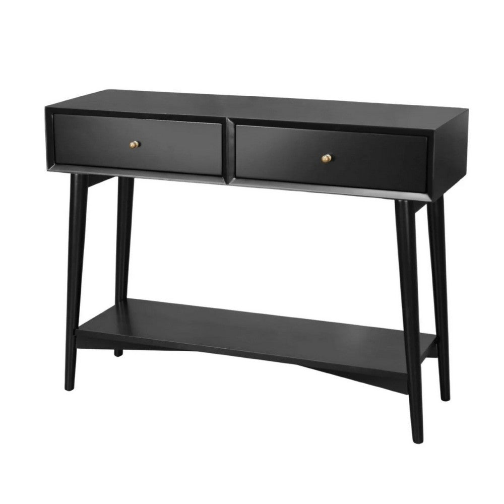Benjara Ian Console Table, 2 Drawers w Shelf, Modern Black, 42 Inch Rectangular