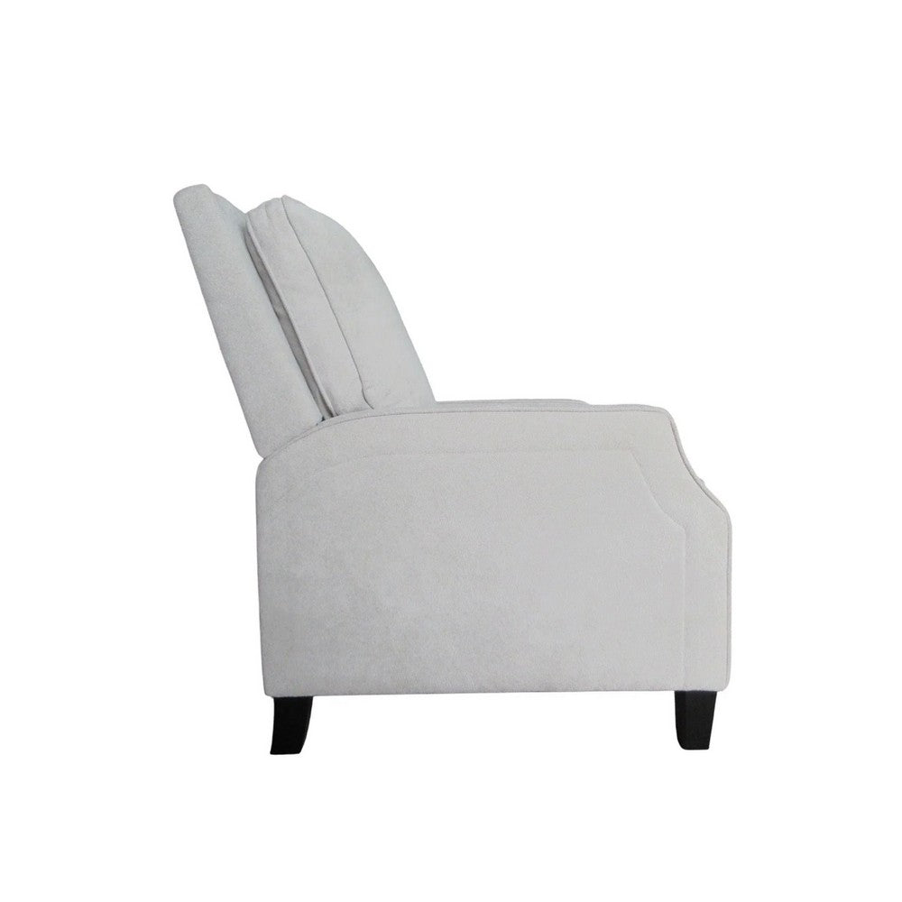 Benjara Naaz Push Back Recliner Chair, Cushioned Seat, Gray Polyester, Black Legs