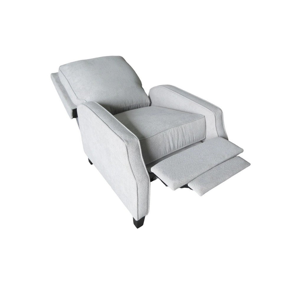 Benjara Naaz Push Back Recliner Chair, Cushioned Seat, Gray Polyester, Black Legs