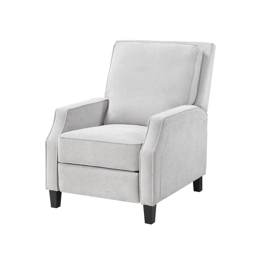 Benjara Naaz Push Back Recliner Chair, Cushioned Seat, Gray Polyester, Black Legs