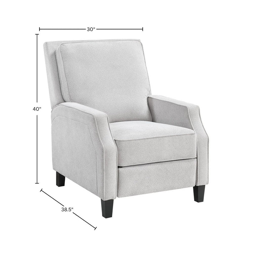 Benjara Naaz Push Back Recliner Chair, Cushioned Seat, Gray Polyester, Black Legs