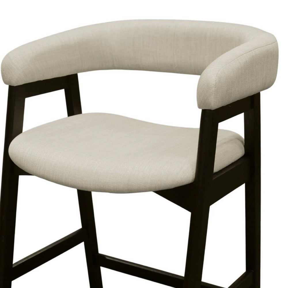 Benjara Vecy Counter Height Chair Set of 2, Beige Polyester, Vintage Black Wood