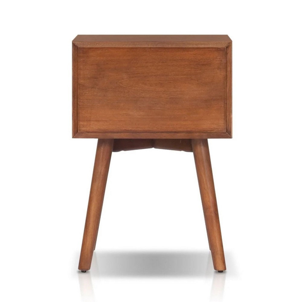 Benjara Ian Side End Table w Drawer, Chestnut Brown Wood, 18 Inch Rectangular