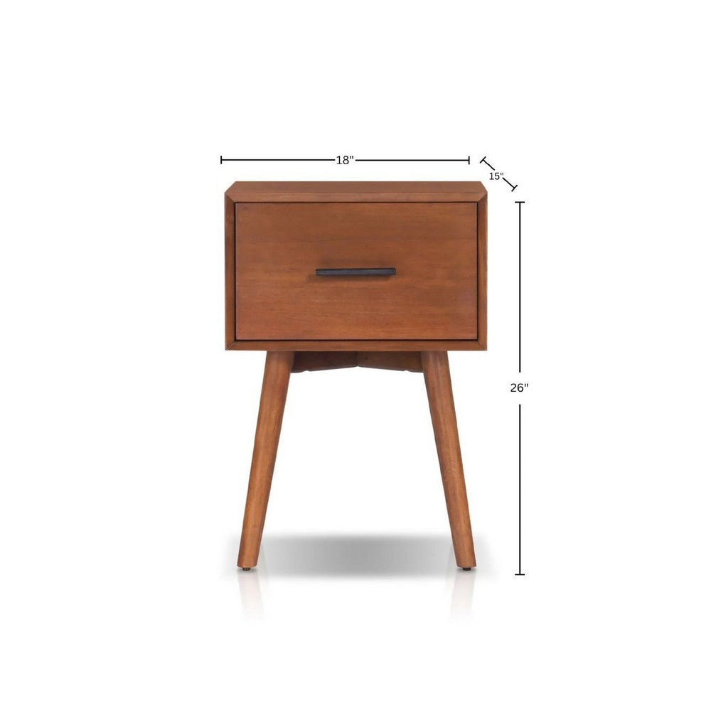Benjara Ian Side End Table w Drawer, Chestnut Brown Wood, 18 Inch Rectangular