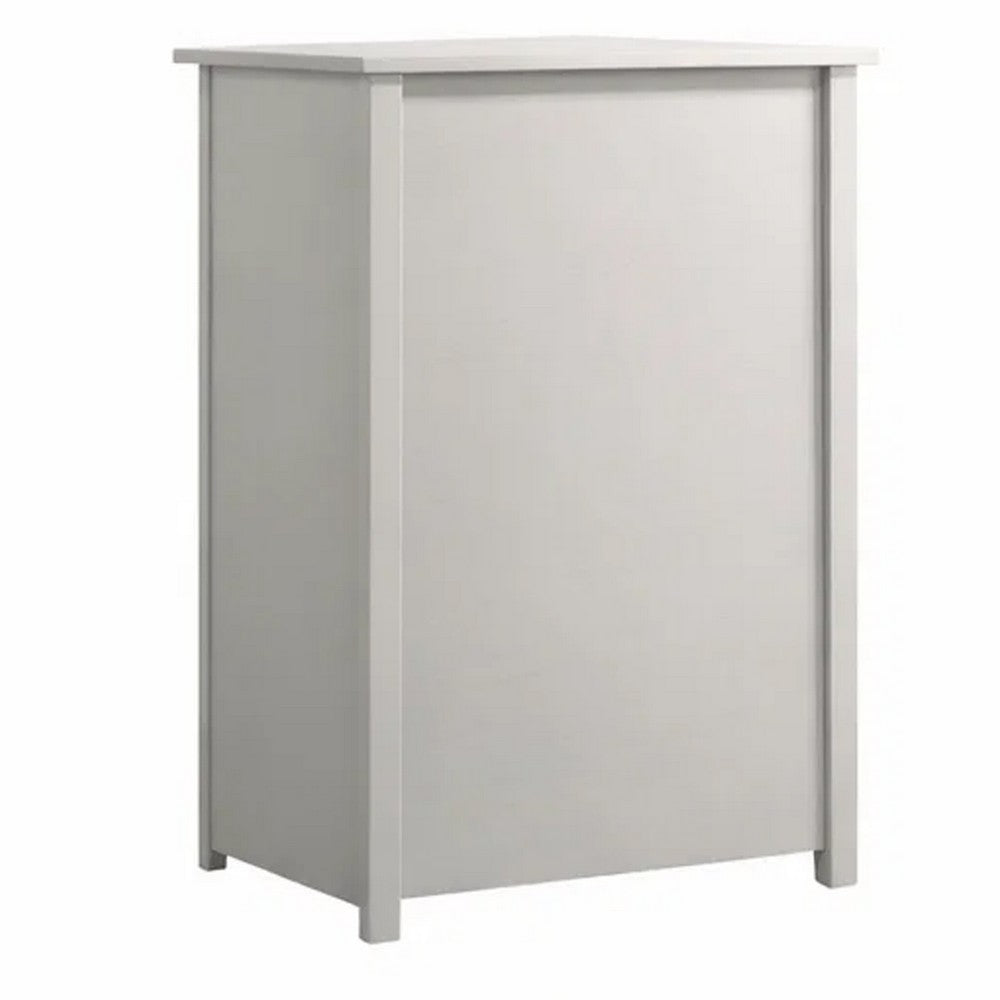 Benjara Kori Tall Dresser Chest, 4 Drawers with Silver Bar Handles, White