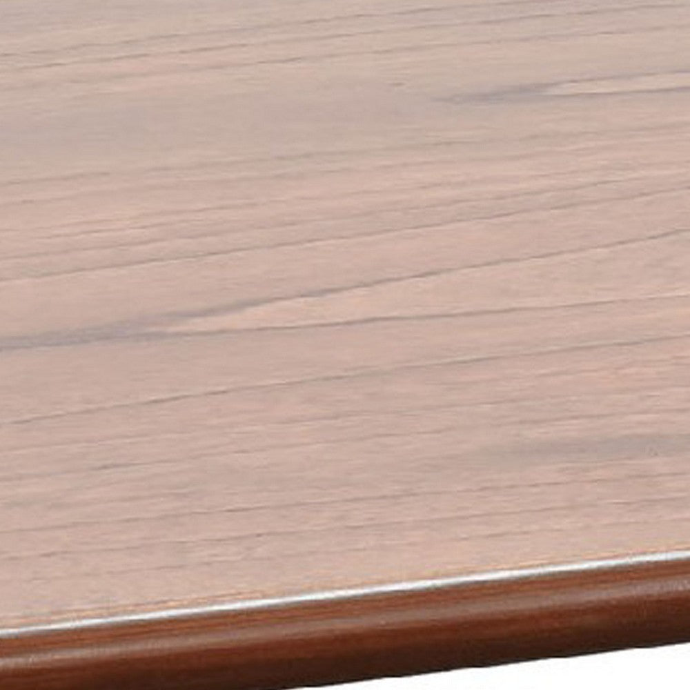 Benjara Natra Coffee Table, 52 Inch Rectangular, Sculpted Base Cinnamon Brown