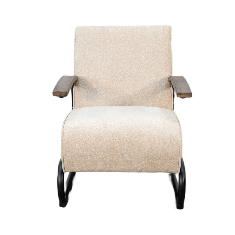 Benjara Nera Industrial Accent Chair, Muuto Nude Polyester, Black Metal Frame