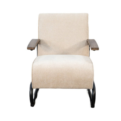 Benjara Nera Industrial Accent Chair, Muuto Nude Polyester, Black Metal Frame