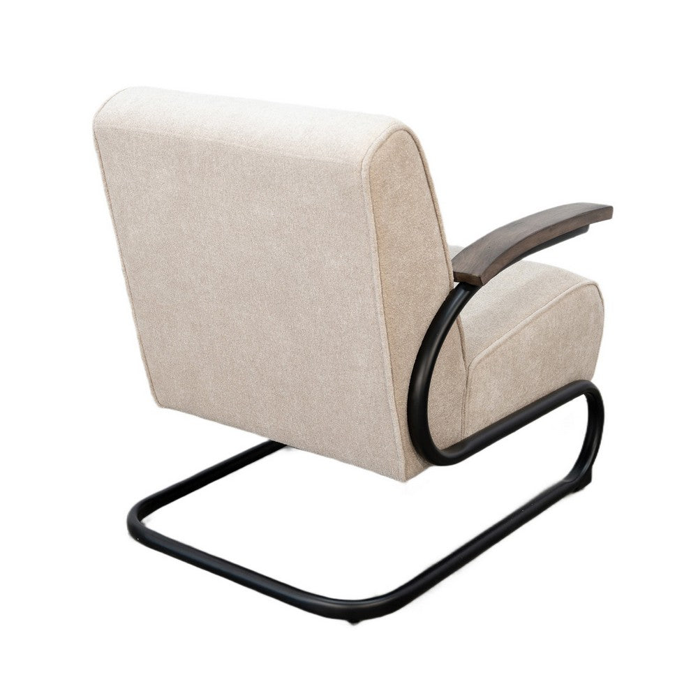 Benjara Nera Industrial Accent Chair, Muuto Nude Polyester, Black Metal Frame