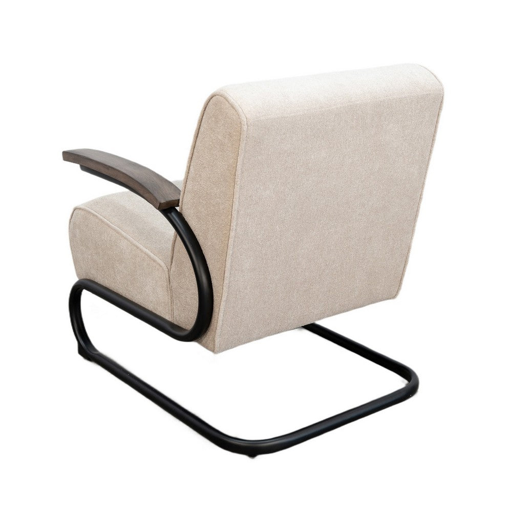 Benjara Nera Industrial Accent Chair, Muuto Nude Polyester, Black Metal Frame