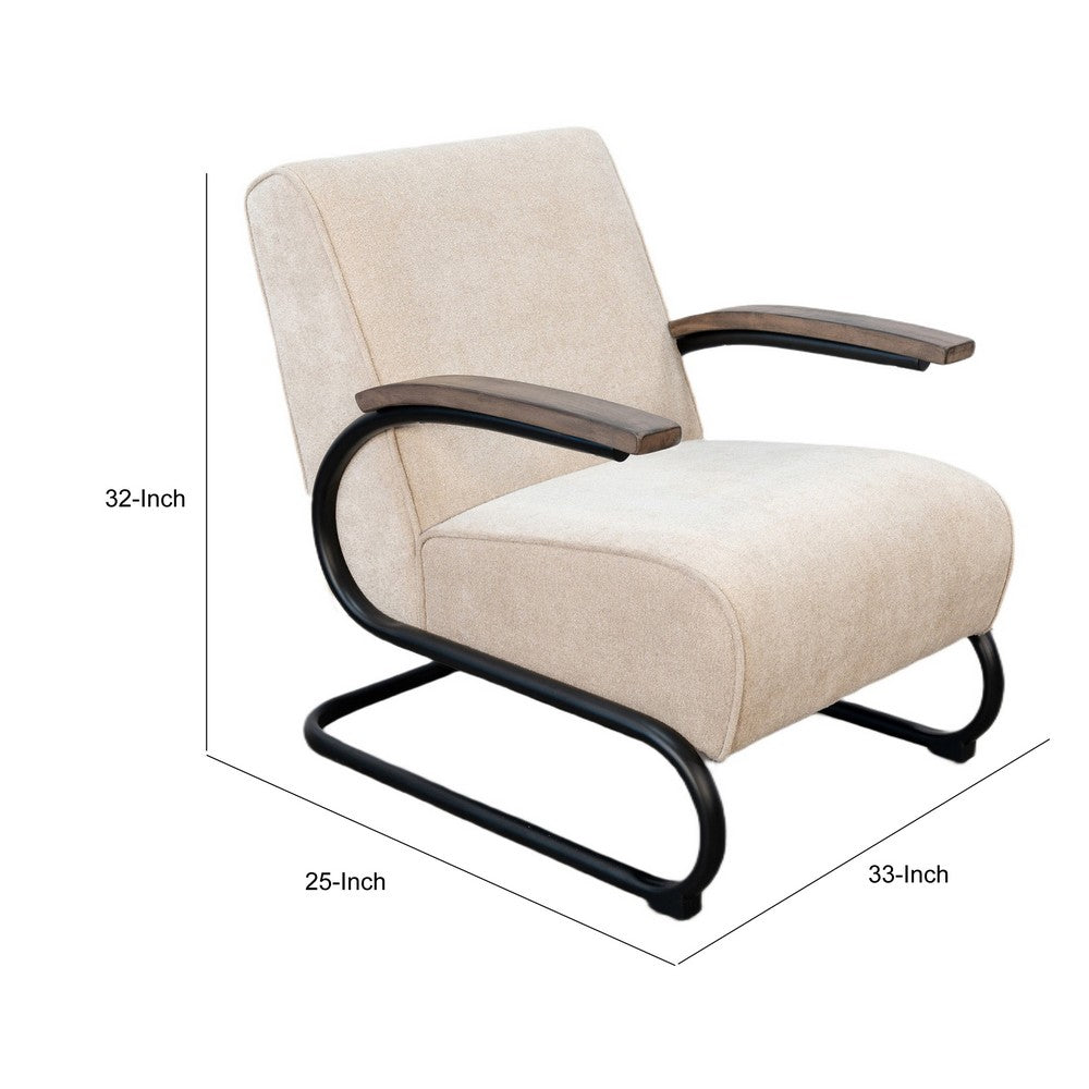 Benjara Nera Industrial Accent Chair, Muuto Nude Polyester, Black Metal Frame