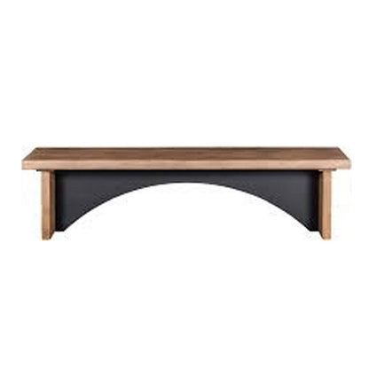 Benjara Dining Bench, 72 Inch Desert Brown Mahogany Wood, Black Arched Base