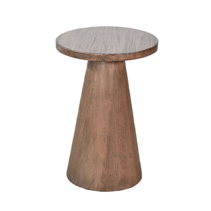 Benjara Myro Accent Table, 13 Inch Round Top with Cone Base, Buckskin Brown Mahogany Wood