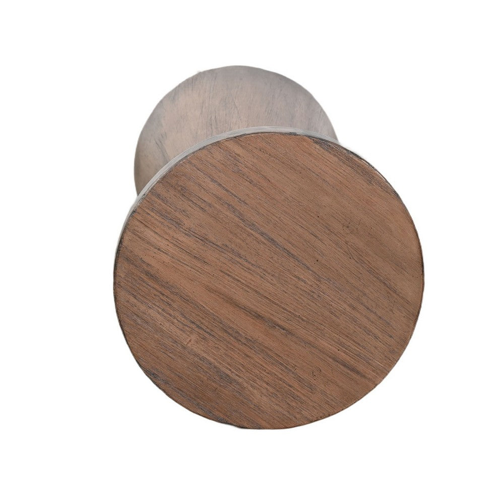 Benjara Myro Accent Table, 13 Inch Round Top with Cone Base, Buckskin Brown Mahogany Wood