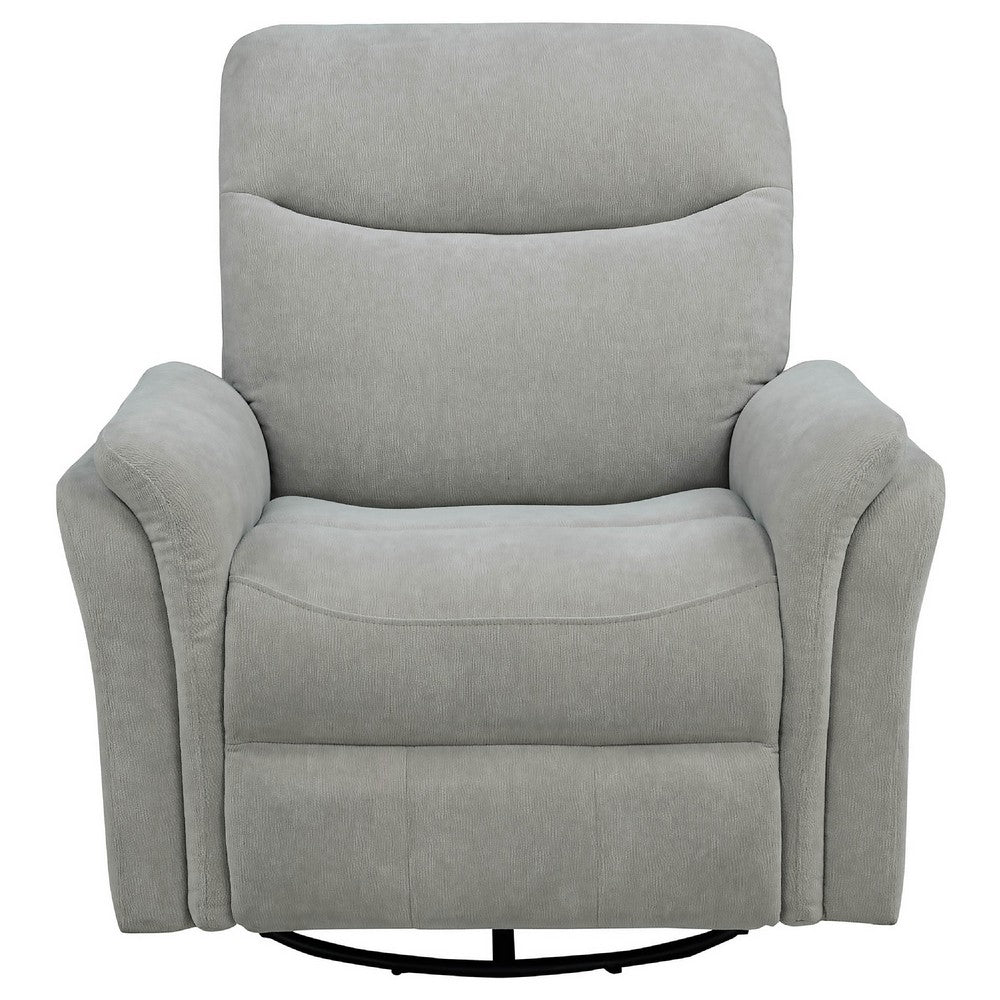 Benjara Asley Swivel Power Glider Recliner Chair with USB Ports, Ivory Fabric