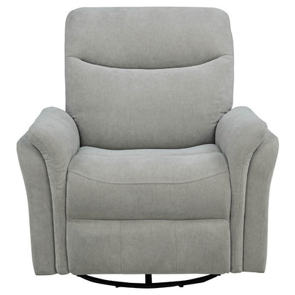 Benjara Asley Swivel Power Glider Recliner Chair with USB Ports, Ivory Fabric