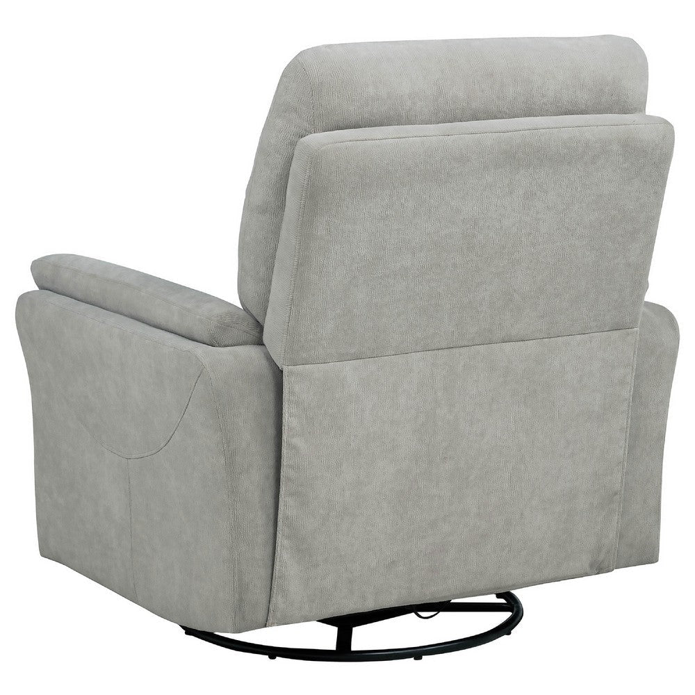 Benjara Asley Swivel Power Glider Recliner Chair with USB Ports, Ivory Fabric