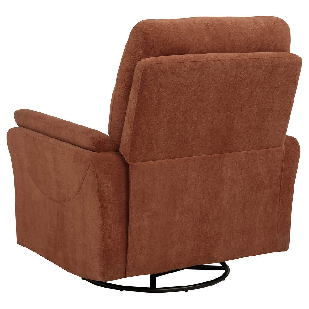 Benjara Asley Swivel Power Glider Recliner Chair with USB Ports, Brown Fabric