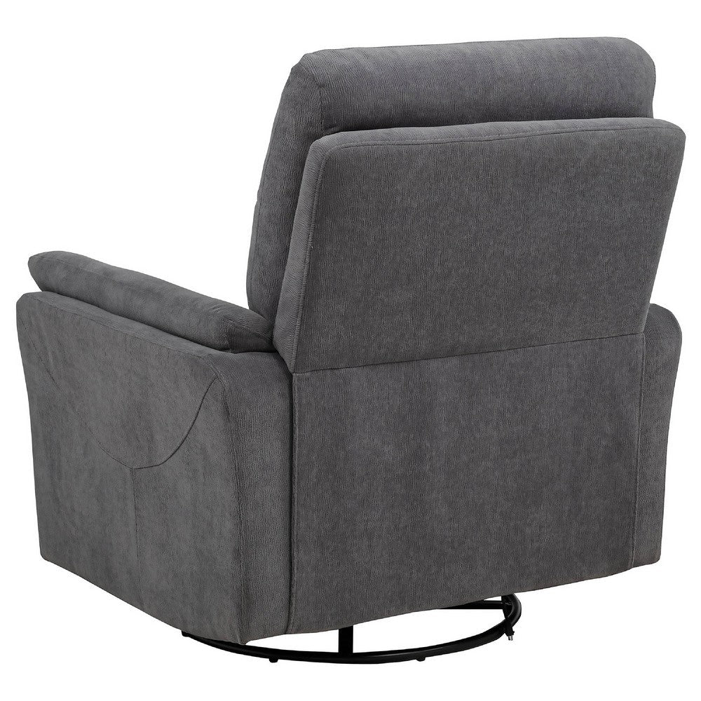 Benjara Asley Power Glider Recliner Chair, Swivel Base, USB Ports, Gray Fabric