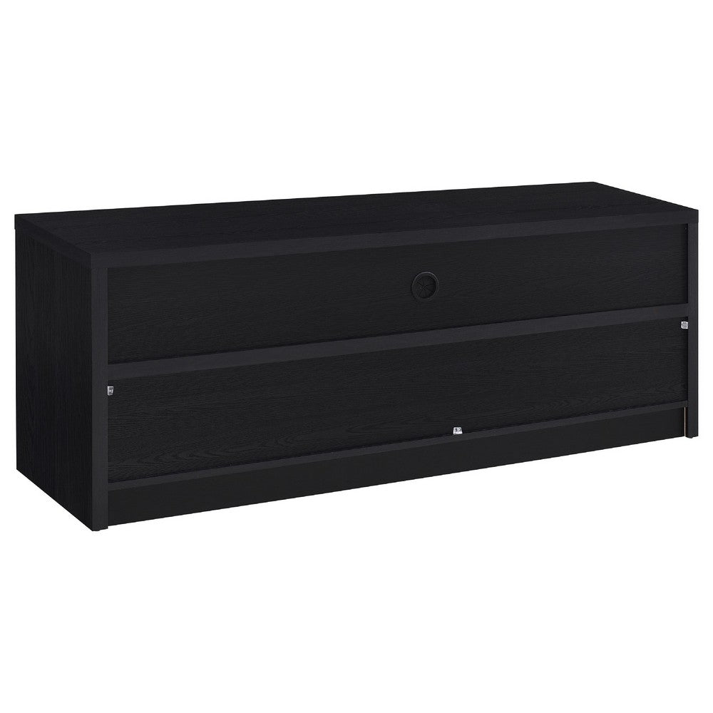 Benjara Rutvy TV Stand Media Console with 3 Drawers, Open Shelves, Black Wood