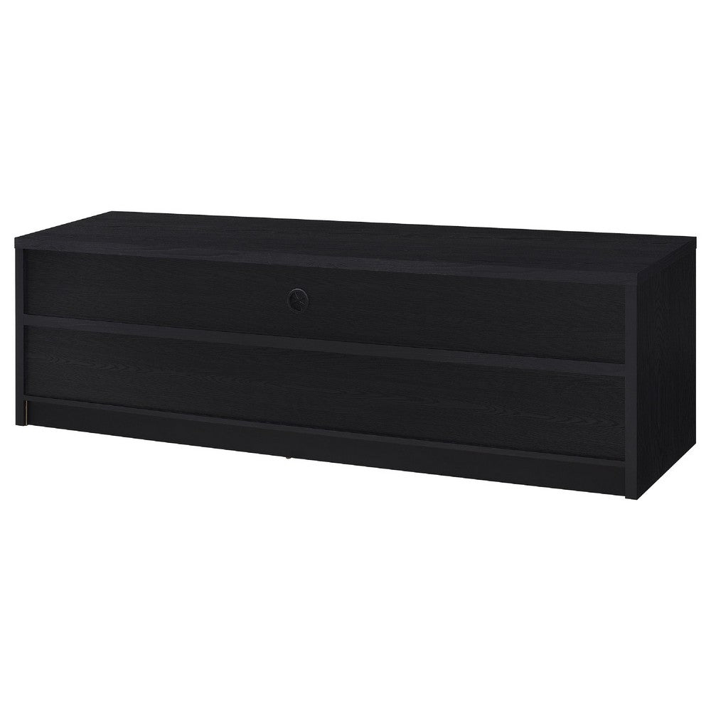 Benjara Rutvy TV Stand Media Console with Open Shelves, Black Wood 78 Inch