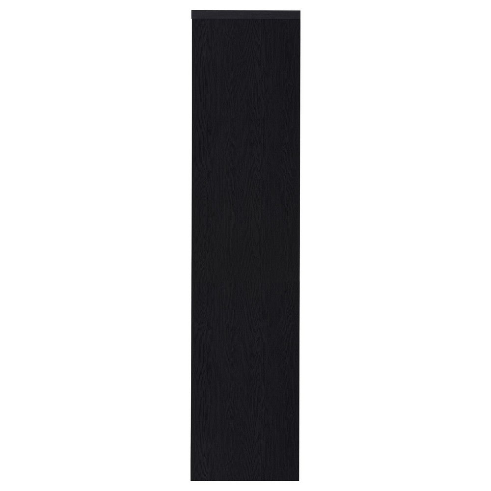 Benjara Winie Media Tower with Open Shelves And Cabinet, Black Wood 71 Inch