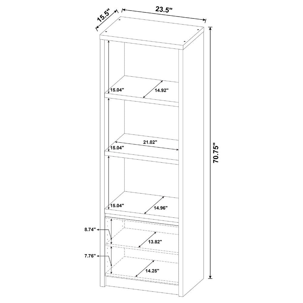 Benjara Winie Media Tower with Open Shelves And Cabinet, Black Wood 71 Inch