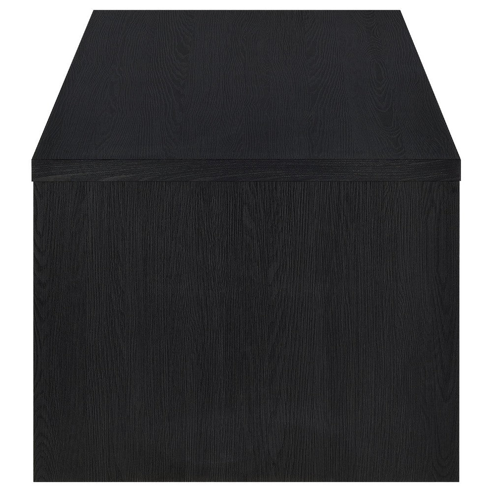 Benjara Knax Lift-Top Coffee Table with Hidden Storage And Drawers, Black Wood