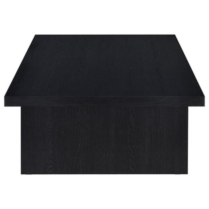 Benjara Maxy Rectangular Coffee Table with Slab-Style Base, Black Wood 54 Inch