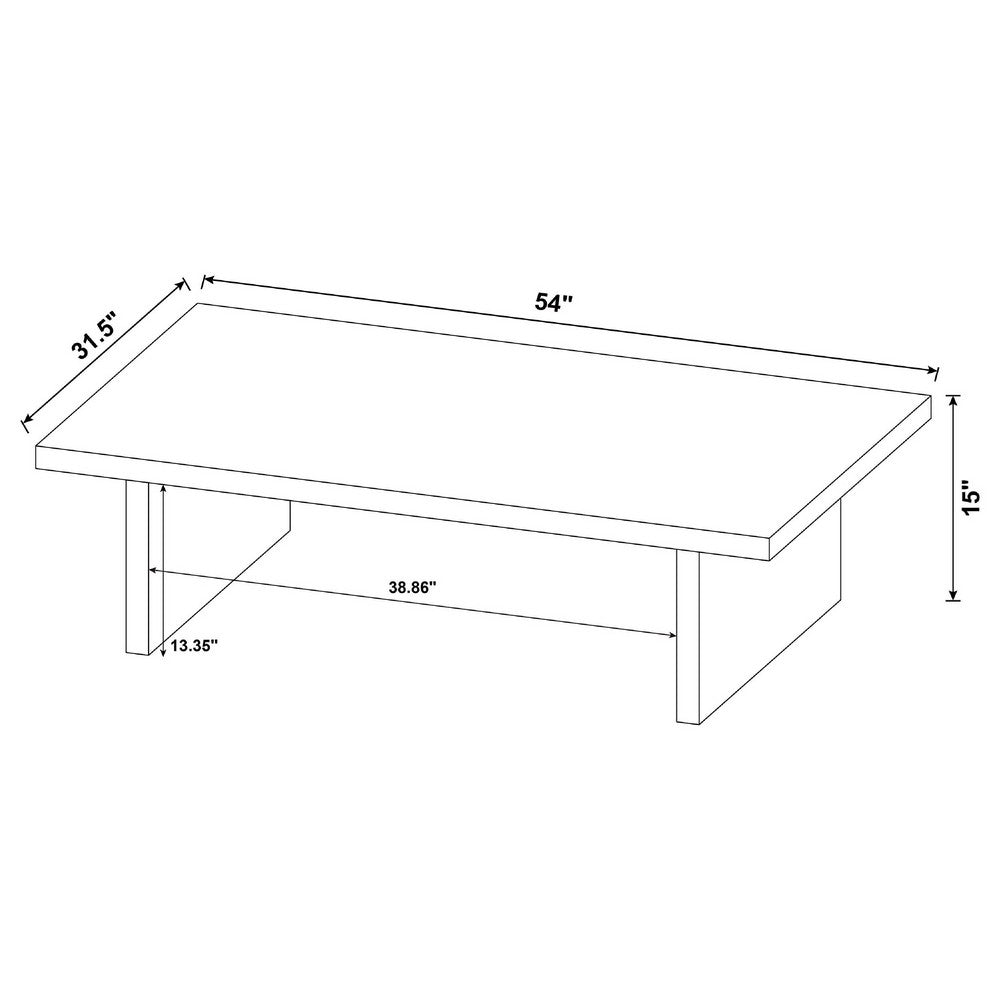 Benjara Maxy Rectangular Coffee Table with Slab-Style Base, Black Wood 54 Inch