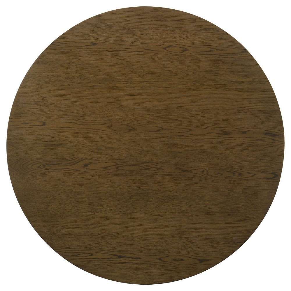 Benjara Clera Round Side End Table with Open Shelf, Light Oak Wood 36 Inch